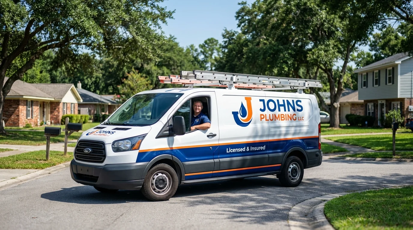 Johns Plumbing LLC service van in Mendham, NJ