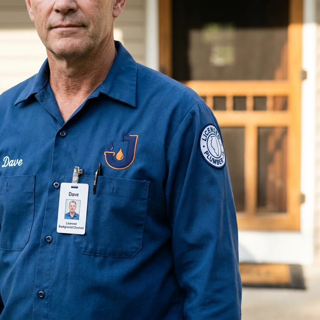 Licensed plumber showing ID badge in Mendham, NJ