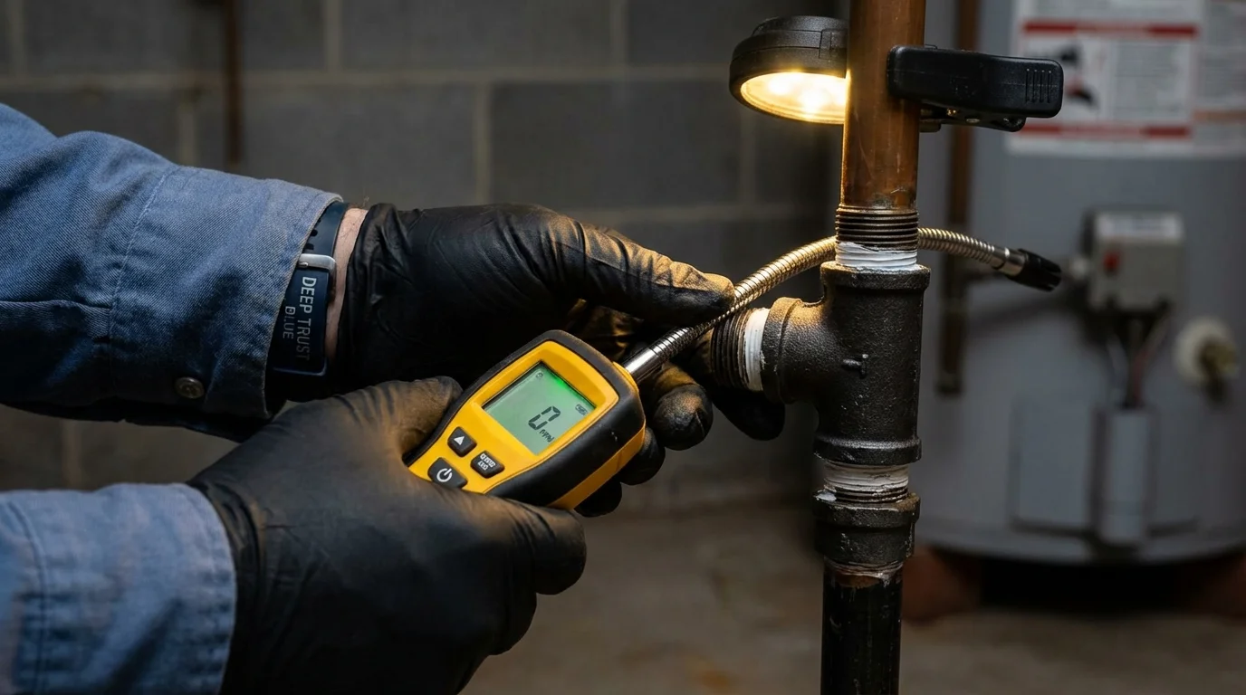 Gas leak detection with electronic sniffer by Johns Plumbing LLC in Mendham