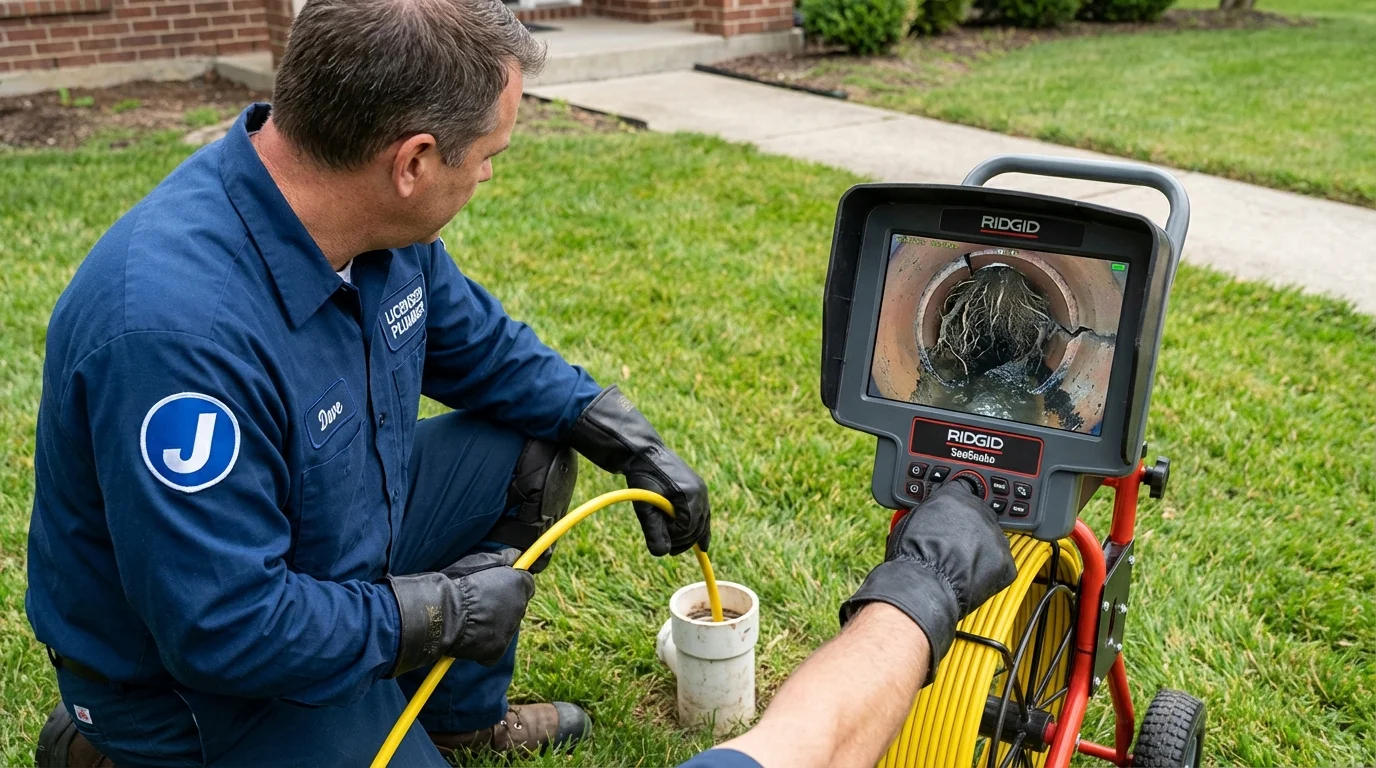 Sewer camera inspection being performed by Johns Plumbing LLC in Mendham