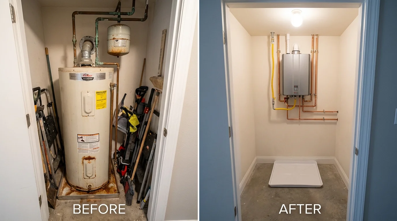 Tank water heater versus wall-mounted tankless unit comparison for Mendham, NJ homeowners